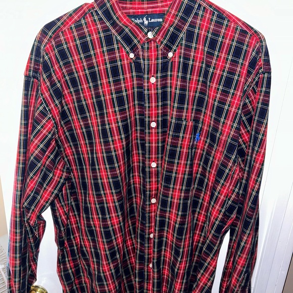 Men’s Ralph Lauren Red, Blue, And Green Large Polo Button Down Dress Shirt - Picture 2 of 3